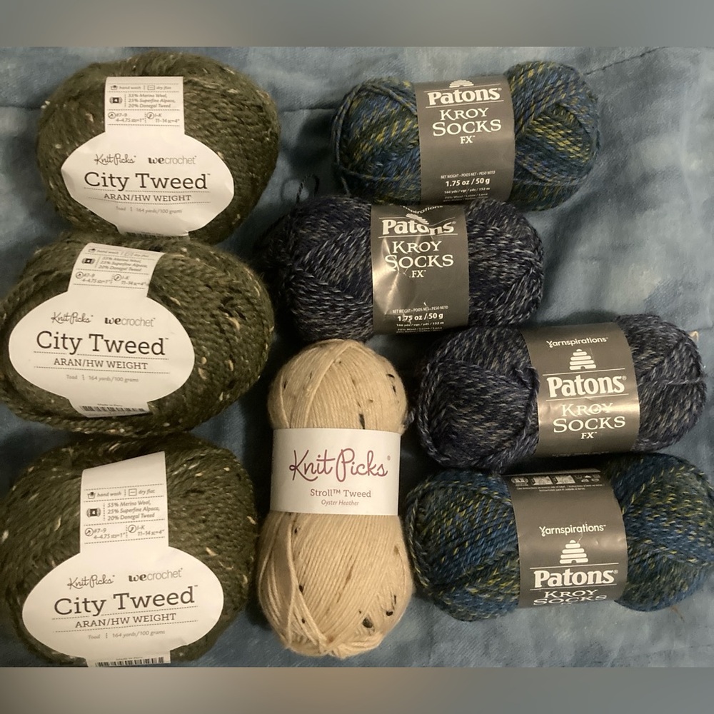 8 Skeins-City Tweed, Knot Picks, Paton’s. All New